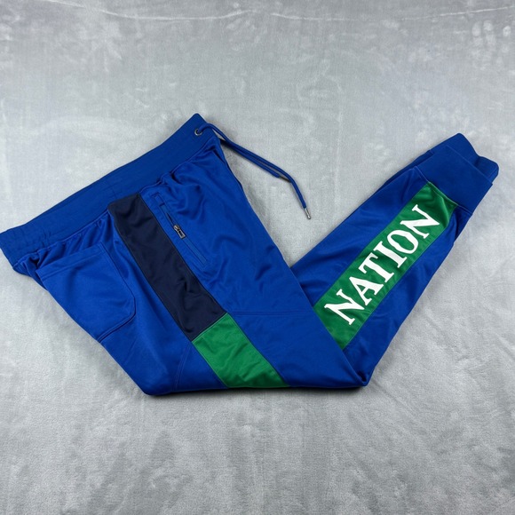 Parish Nation Mens Blue Green Drawstring‎ Track Joggers Athletic Logo Size 2X - Picture 16 of 16